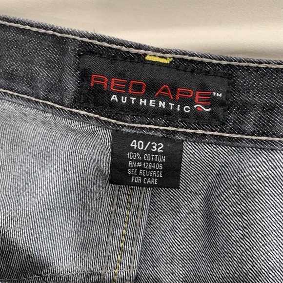 Red Ape Authentic Baggy Black Denim Jeans Mens Size 40X32 Y2K Skater Street Wear - Picture 6 of 10